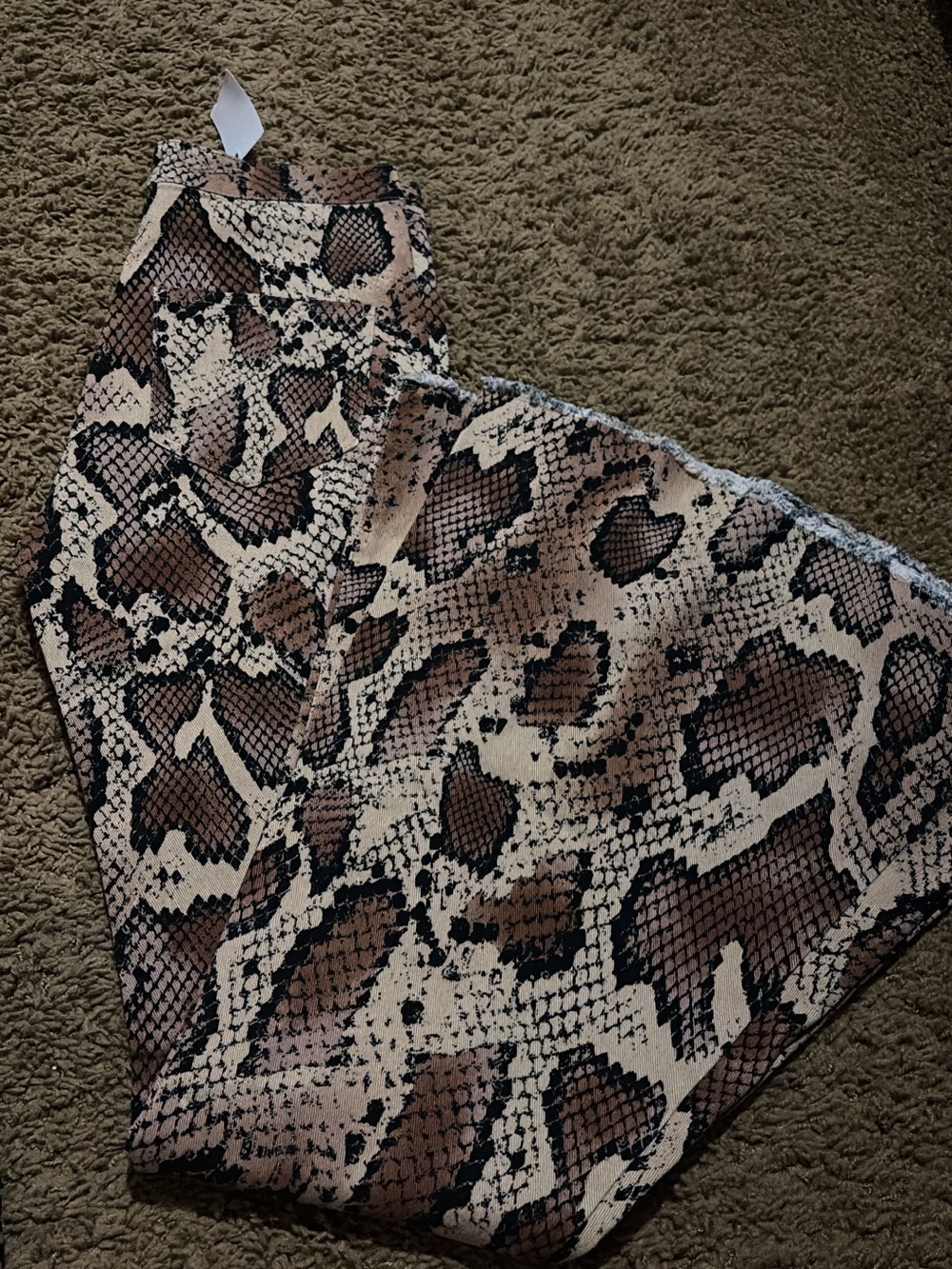 Women's Snake Print Wide Leg Jeans in Brown/Black